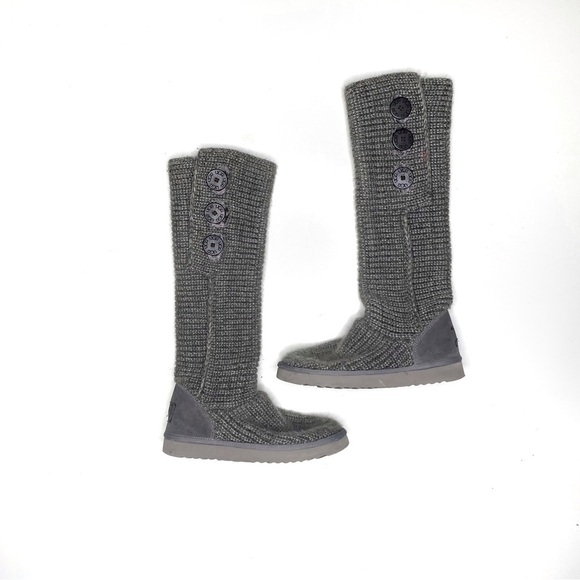 Ugg Classic Cardy Sweater Boots Gray 7 - Picture 1 of 9